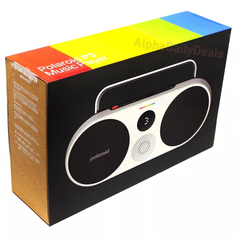 Polaroid P3 Music Player Wireless Bluetooth Speaker Retro Boombox Black