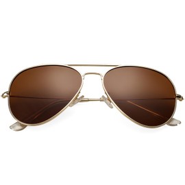 Pro Acme Classic Polarized Aviator Sunglasses for Men and Women UV400 Protection (Gold Frame/Brown Lens)