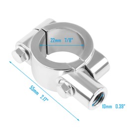 Godimg 2 x Universal 10 mm Motorcycle 7/8 Inch (22 mm) Handlebar Mount Mounting Clamps, Chrome, for Kawasaki Suzuki ATV 4 Wheeler Quad Dirt Pit Pocket Bike Scooter