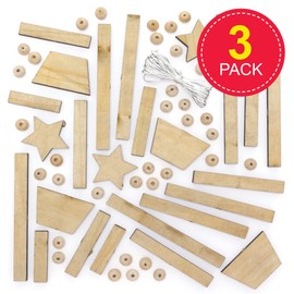 Baker Ross FE902 Christmas Tree Spinning Decorations ,Wooden Crafts, Make Your Own Christmas Decorations,Silver, Pack of 3