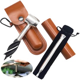 Woodworking Hand Drill, CHmiss Bushcraft Drill Set, Outdoor Survival Drill, Bushcraft Drill Outdoor, with Retractable Blow Pipe, for Bushcraft Settlers, Camping Backpacking