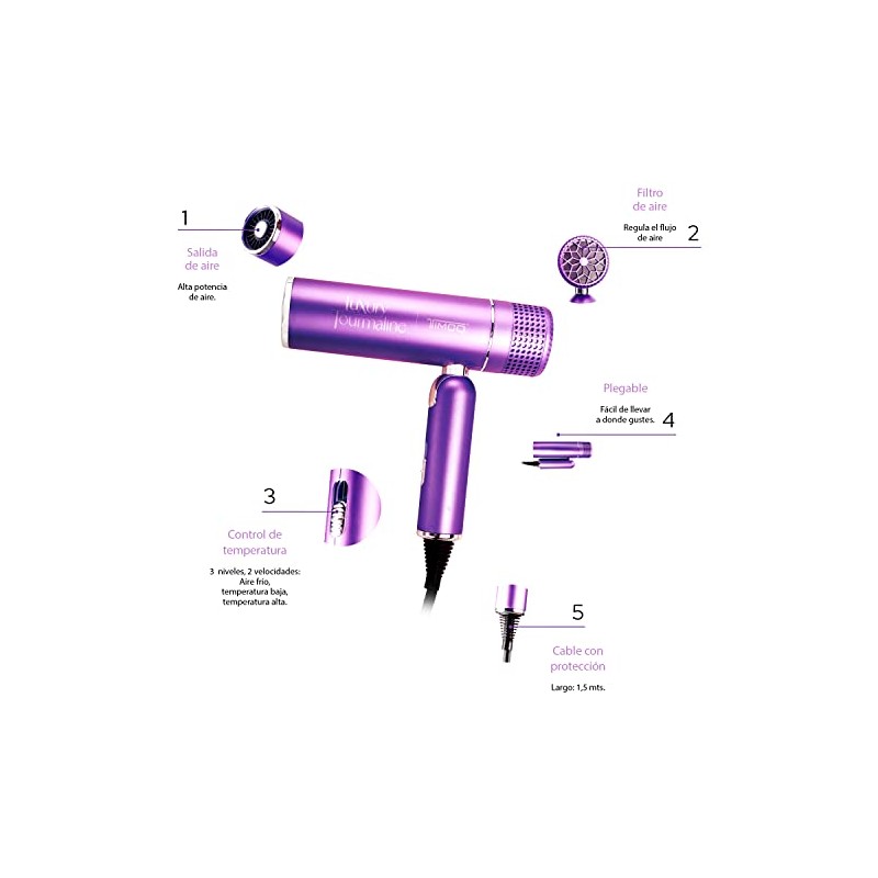 Secadora de Cabello con Difusor Plegable para viaje Secadora Cabello
