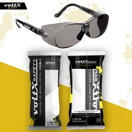 voltX 'RETRO SAFETY OVERGLASSES' – Suitable as FITOVERS for SMALL/MEDIUM size spectacle frames – Can also be worn as regular safety glasses. UKCA & CE EN166ft certified (Smoke Lens)