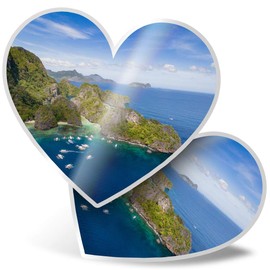 2 x Heart Stickers 7.5 cm - El Nido Palawan Philippines Fun Decals for Laptops,Tablets,Luggage,Scrap Booking,Fridges, #44955