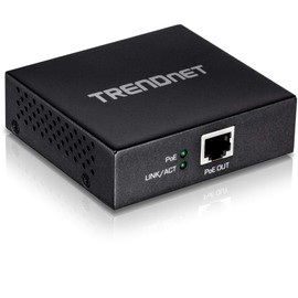 TRENDnet Gigabit PoE+ Repeater/Amplifier, 1 x Gigabit PoE+ In Port, 1 x Gigabit PoE Out Port, Extends 100m For Total Distance Up To 200m (656 ft), Supports PoE(15.4W) & PoE+(30W), Black, TPE-E100