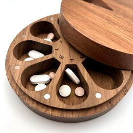 Wooden 7 Days Pill Box (Solid Walnut - Engraved)