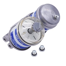 Universal Tractor Dual Double Fuel Filter Assembly CAV Style Filter Assembly C5NE9165B EBPN9N166AA for Ford Tractors 2000, 3000, 4000, 5000, 6600, 7700, John Deere, Massey Ferguson