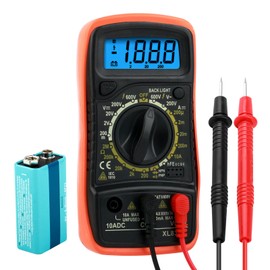Multimeter Tester, Digital Multi Tester Voltmeter Ammeter Ohmmeter AC DC Voltage Current Resistance Diode Transistor, Electrical Continuity Teste with Test Leads and Backlight LCD Display