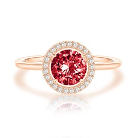 PAVOI Crystal 14K Rose Gold Plated Birthstone Rings | Rose Gold Rings for Women | Ruby Ring