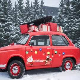 23Pcs Christmas Reflective Car Refrigerator Decorations, Bulb Light Shaped Magnets Set Elk Magnetic Xmas Lights Santa Claus Stickers for Cars or Any Metal Surface Magnet Accessories for Xmas Holiday