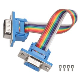 MECCANIXITY IDC Rainbow Wire Flat Ribbon Cable DB9 Male to DB9 Female 3.9 Inch Length 2.54mm Pitch Breadboard Jumper Wires for Electronic Projects