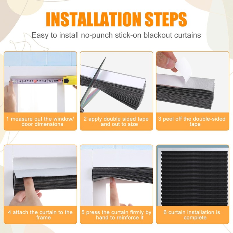 2 Pack Temporary Blackout Blinds, 150 * 60cm Stick on