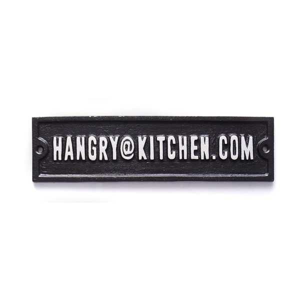 Boxer Gifts Hangry@Kitchen.com Iron Sign | Funny Kitchen Wall Art Plaque | Retro Homeware Gift | 22.9cm x 6.1cm, Black, One