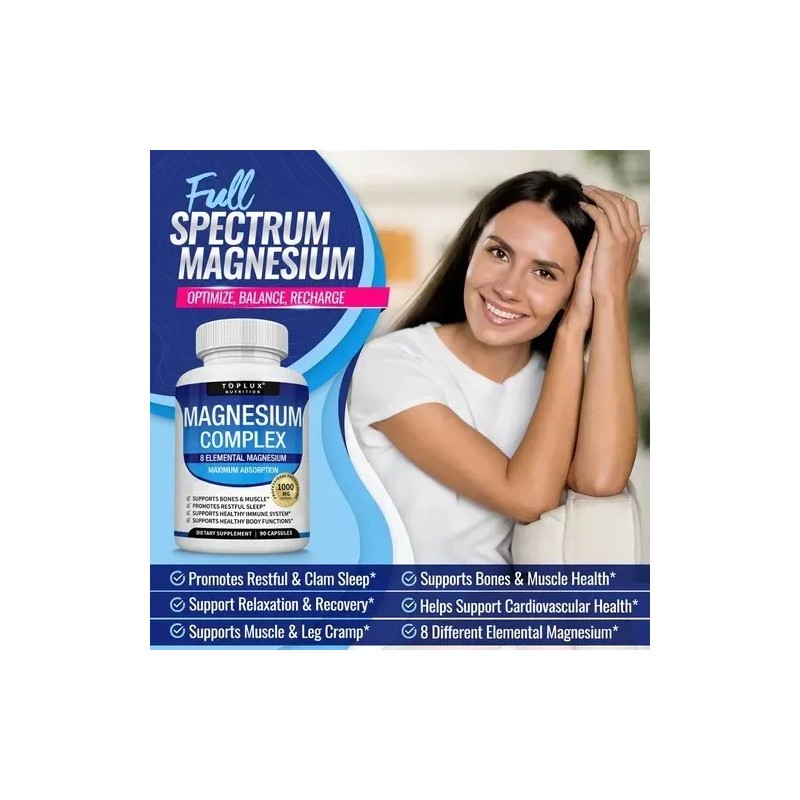 2pcs Magnesium Complex & Essentialmagnesium Fitness Edible Sin Sabor