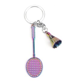 MUCOOS Colorful Badminton Keyring, Metal Keyring, Shiny Keychain, Sports Style Keychain, Gift for Sports and Fitness Enthusiasts, Gift for Friends, Gift for Brothers and Sisters, Friendship Key chain