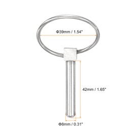 sourcing map 4Pcs 0.31" x 1.65" Tractor Pins 304 Stainless Steel Linch Pin Assortment Kit with Ring for Trailers, Farm Tractors, Trucks, Lawn Mowers, Silver
