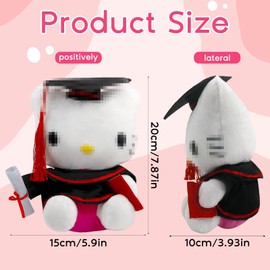 Cat Cartoon Plush Toy Master Bachelor Graduation Gift with Diploma and Graduation Hat Passed Exam Gift for Doctorate Degree Plushie Matura Gift Graduation Gift (20 cm)