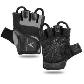 Victor Fitness Series-6 Fingerless Leather Women's Weightlifting Gloves with Full Palm Protection - Perfect for Weight Training, Bench Press, Deadlifting, Pull-Ups (Small, Black/Gray)