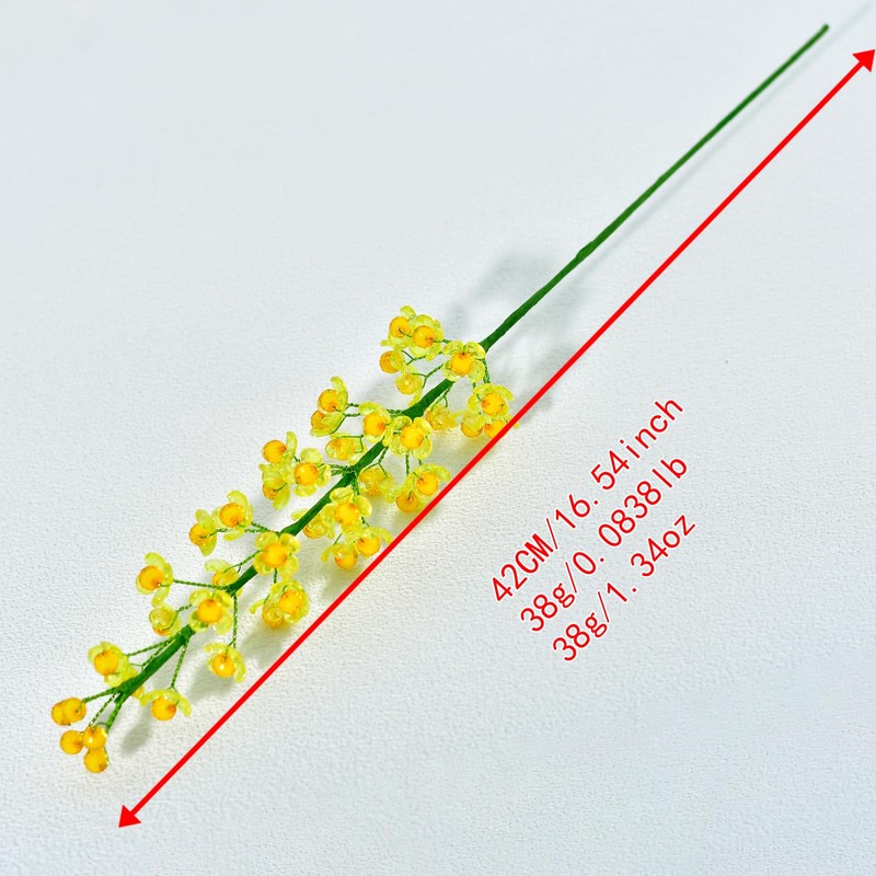 Yellow Acrylic Bead Flower Stems – 42 cm Handmade Faux Flower