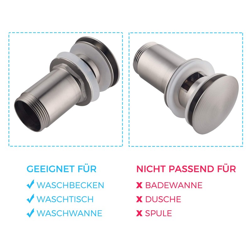 Keymark Universal Drain Fitting with Overflow Brushed Nickel - Keymark