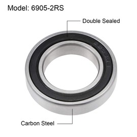 sourcing map 6905-2RS Deep Groove Ball Bearing Z2 25 mm x 42 mm x 9 mm Double Sealed Carbon Steel Pack of 2