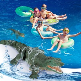 linzezon Remote Control Crocodile High Simulation RC Crocodile Boat Water Toys for Swimming Pool Lakes Bathroom, Great Gift RC Boat Alligator Toys for 6+ Year Old Boys and Girls