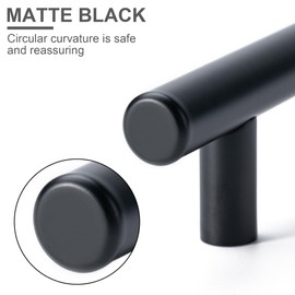 Aegero 4 Pack Cabinet Pulls Matte Black Stainless Cabinet Handles ，for Kitchen and Bathroom Cabinets，5 InchLength, 3 Inch Hole Center