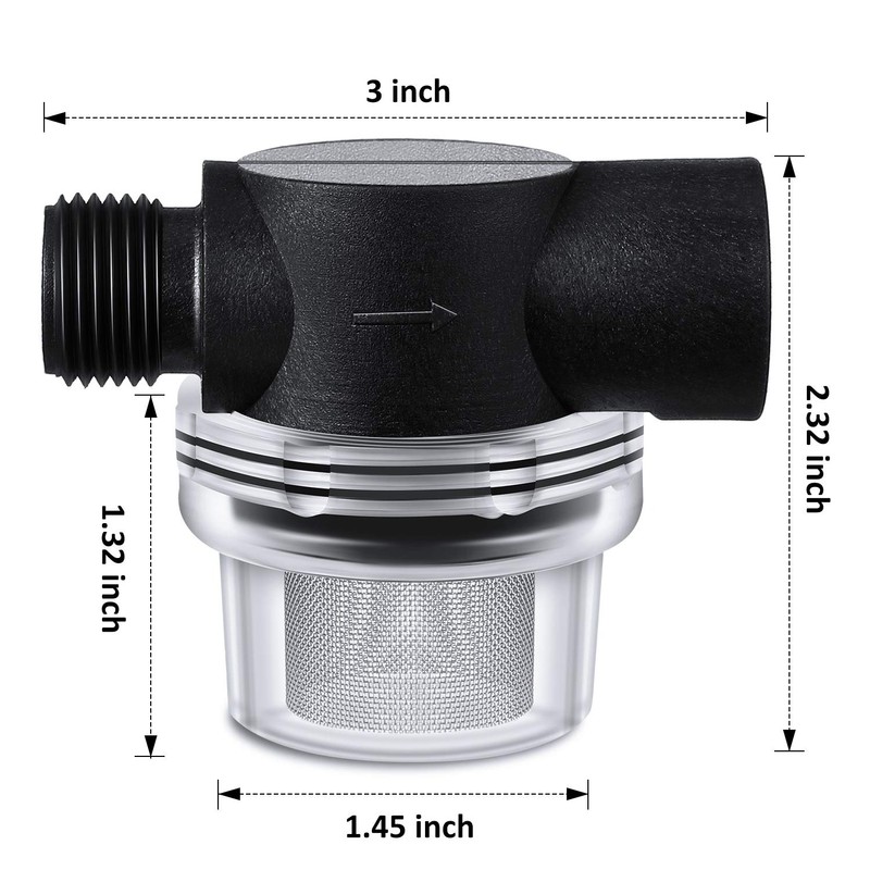 Mudder Water Pump Strainer Filter, RV Replacement 1/2 Inch Twist-On