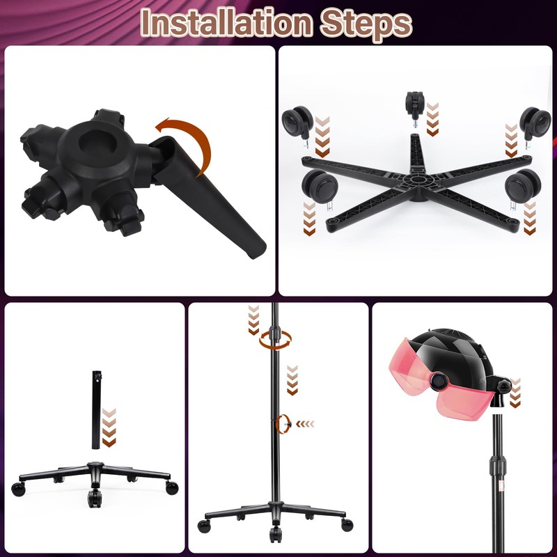 Hooded Hair Dryer, Professional Standing Hair Dryer with Time Setting,