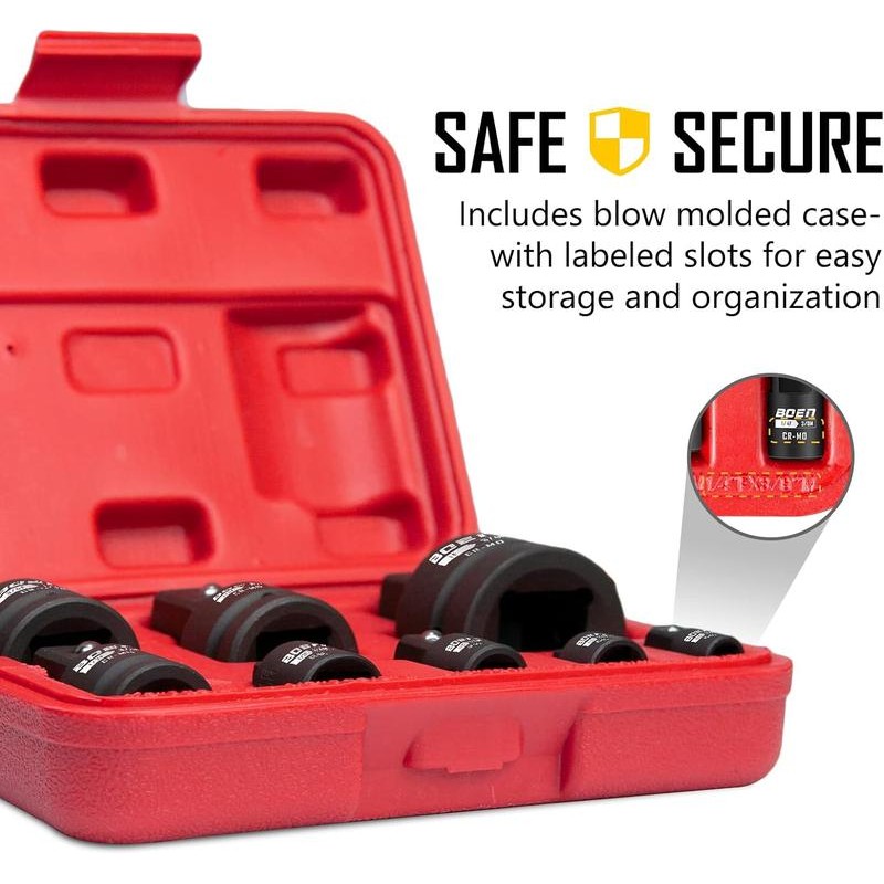 BOEN 8 Piece Impact Socket Adapter and Reducer Set, 1/4"