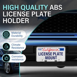 GRUOIZ Front License Plate Holder Compatible with 1999-2004 Ford F-250 F-350 F-450 F-550 Super Duty, 2000-2004 Ford Excursion ABS License Plate Mounting Bracket Replacement Frame with Screws