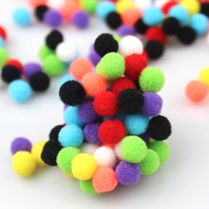 1000 x Pompoms for Crafts, 6 mm, Colourful Craft Pompoms,