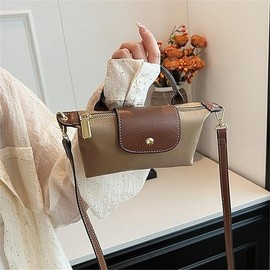 Colorblock Mini Crossbody Bag, Handbags Purses with Adjustable Strap for Women, Ladies Shoulder Totes Bag (Khaki)