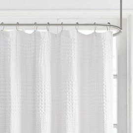 Madison Park Arlo 100% Cotton Shower Curtain, Texture Waffle Weave Design 800 GSM Hotel Quality, Soft Trendy Bathroom Décor, Machine Washable, Bathtub Fabric Privacy Screen, 72" x 72", White