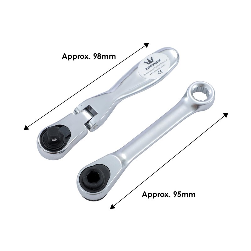 TOPWAY Mini Ratchet Wrench Set 2PCs 1/4 Inch Drive Lockable