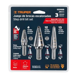 Truper JBES-3, Juego de 3 brocas escalonadas de óxido negro
