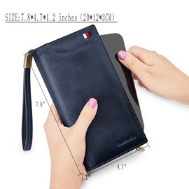 VANNANBA Mens Long Wallet Zipper Full Grain Leather Bifold Checkbook Cards Organized Holder Purse for Business Travel Gift