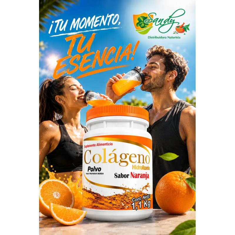 Colágeno Hidrolizado Sandy 1.1 Kg Polvo Sabor Naranja
