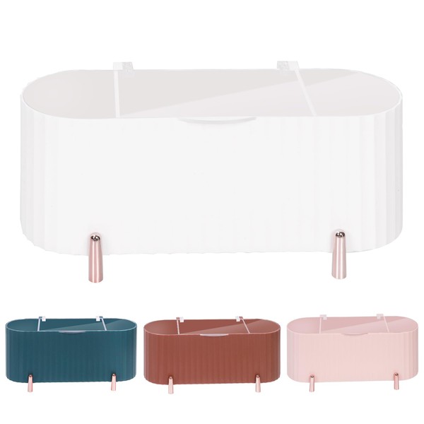 Glarks 1 Pack White Cotton Swab Holder, 3 Grids Separate