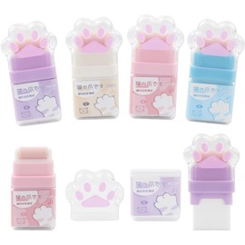 2Pcs Cat Paw Roller Eraser, Colorful Roller Eraser, Cute Cat Rubber with Shaving Case for School Office Supply Stationery and Correction Products