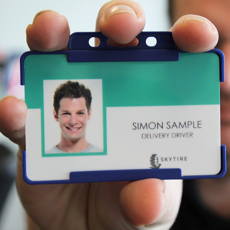 10 x Mid Blue BioBadge Landscape ID Card Holders Open-Faced