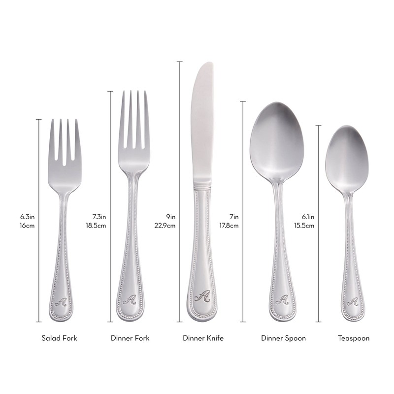 RiverRidge Monogrammed Beaded Flatware Set - B - 46-Piece Silverware