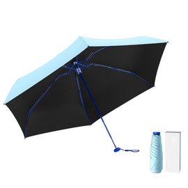 Vokiuler Folding Umbrella, Compact, 5.3 oz (150 g), Lightweight Parasol, UV Protection, 100% Light Blocking, Klein Blue, Ladies & Children, Folding Parasol, Small, 6.1 inches (15.5 cm), Easy to Fold,