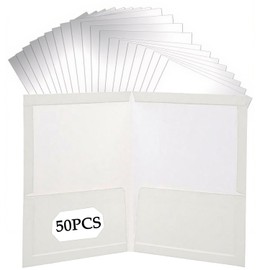 50 Pack 2-Pocket Glossy Presentation Folders, Letter Size Paper Portfolios with Pockets, Laminated File Folders for Teachers, Office, and Workplace Use