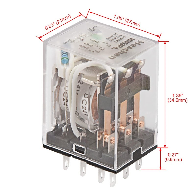 Heschen Gereral Purpose Power Relay HH53P-L 24VDC Coil 5A 220VAC/24VDC
