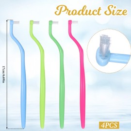 FdcZeyxior 4 PCS Braces Toothbrush, 4 Colors Orthodontic Toothbrush Small End Tuft Toothbrushes Mini Compact Interspace Brush Single Tufted Brush for Braces Dental Implants and Teeth Detail Cleaning