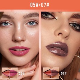 2Pcs Peel Off Lip Gloss Tattoo and Lip Oil 2-in-1, Lip Stain Peel Off Masque - Peel Off Lip Tint ,Long Lasting Waterproof Transfer-proof Lip Mask Lip Gloss Peel Off Lip Liner,Stay Lip Makeup #05+#07