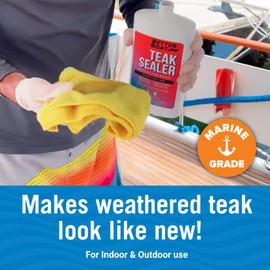 Better Boat Teak Cleaner and Sealer Kit, Includes Brightener, for Wood Restoration, Outdoor Furniture, Boats, Indoor Furniture, Shower Stools, Cleans, Restores, Seals Stains
