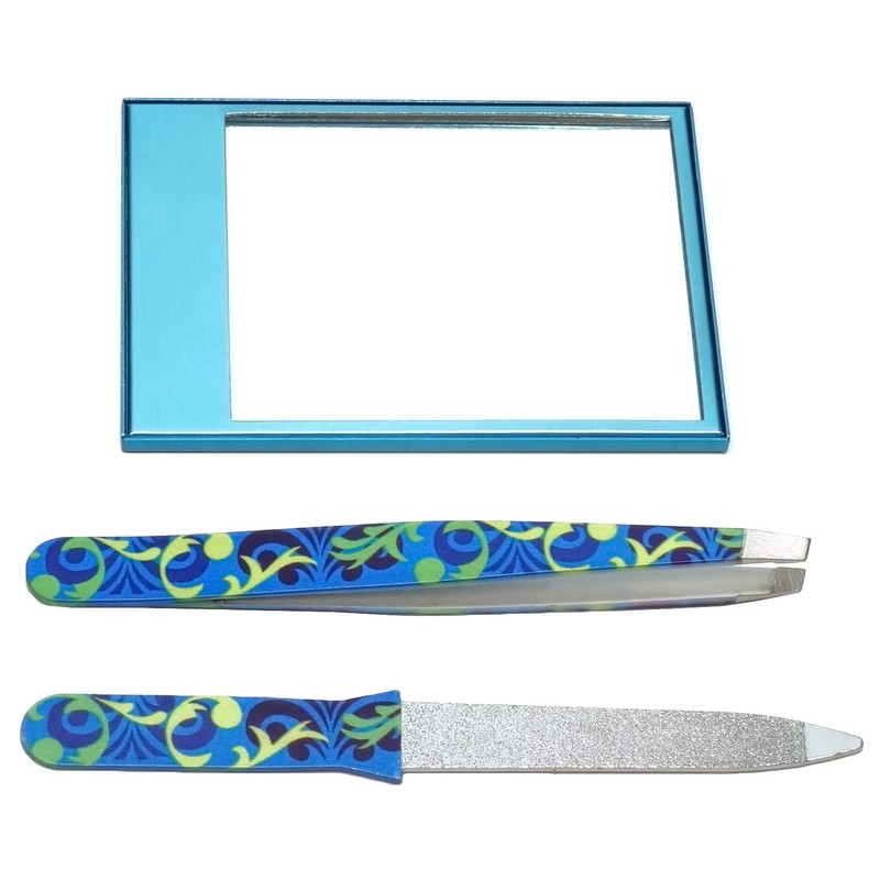 Vanity Care Beautymate Nail File, Tweezers & Mirror Set