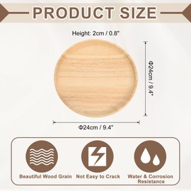 uxcell Bamboo Serving Tray, 9.4 x 9.4 Inch Round Wooden Trays Portable Serving Platters for Food Fruit, Snacks, Bread, Vanity, Weddings, Picnics, Khaki